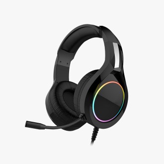 Black wired noise cancelling gaming headphones