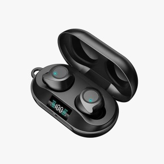 Black touch control in-ear bluetooth headphones