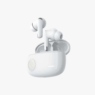 Minimalist white noise-cancelling in-ear Bluetooth headset