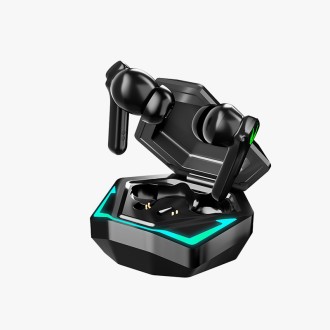 Black stereo in-ear bluetooth headphones