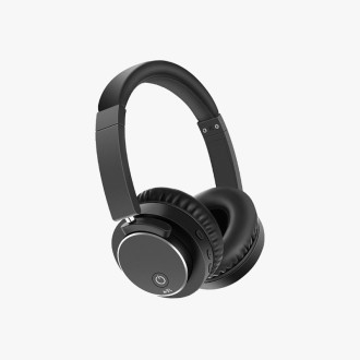 Black stereo bluetooth headphones